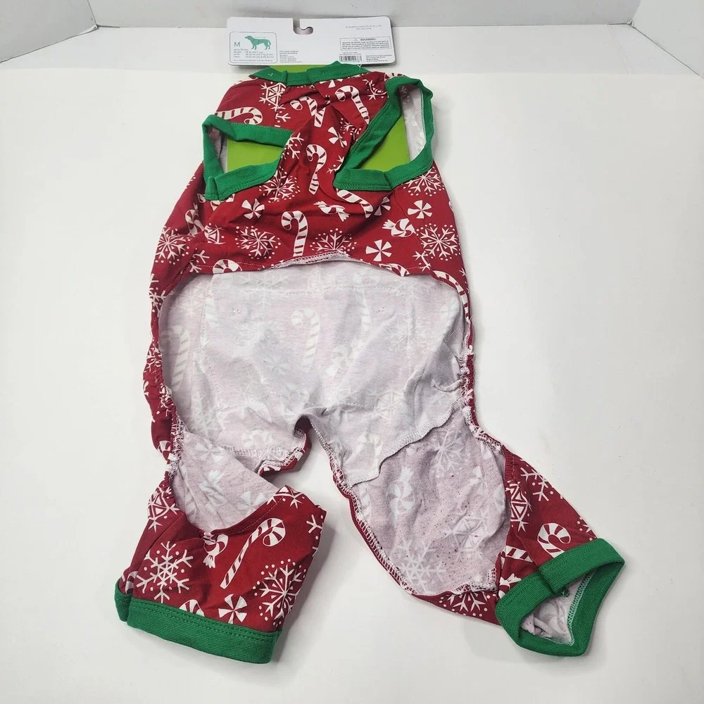 Target Holiday Dog Pet Pajamas Costume Snowflake & Candy Cane Medium New 50 lbs